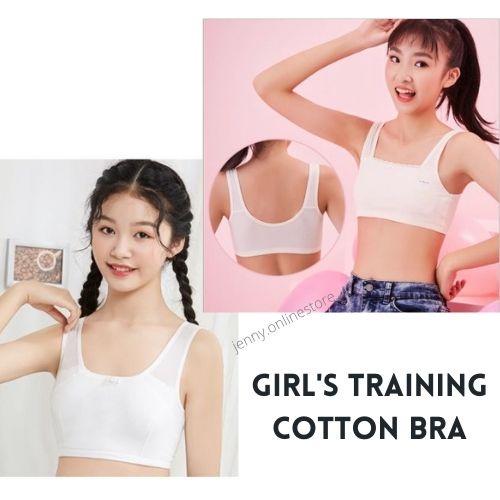 Young Girls Solid Soft Cotton Bra Puberty Teenage Breathable
