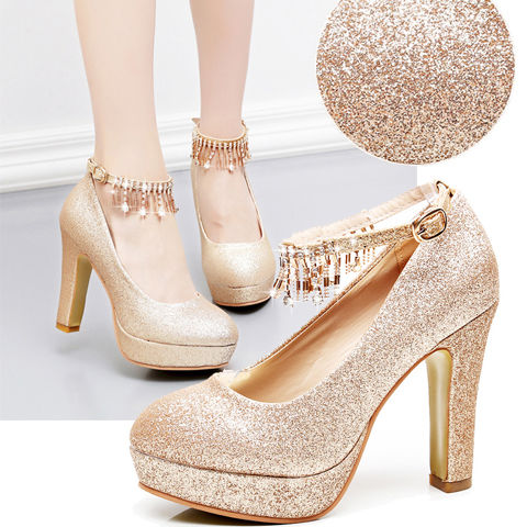 Gold platform best sale wedding shoes