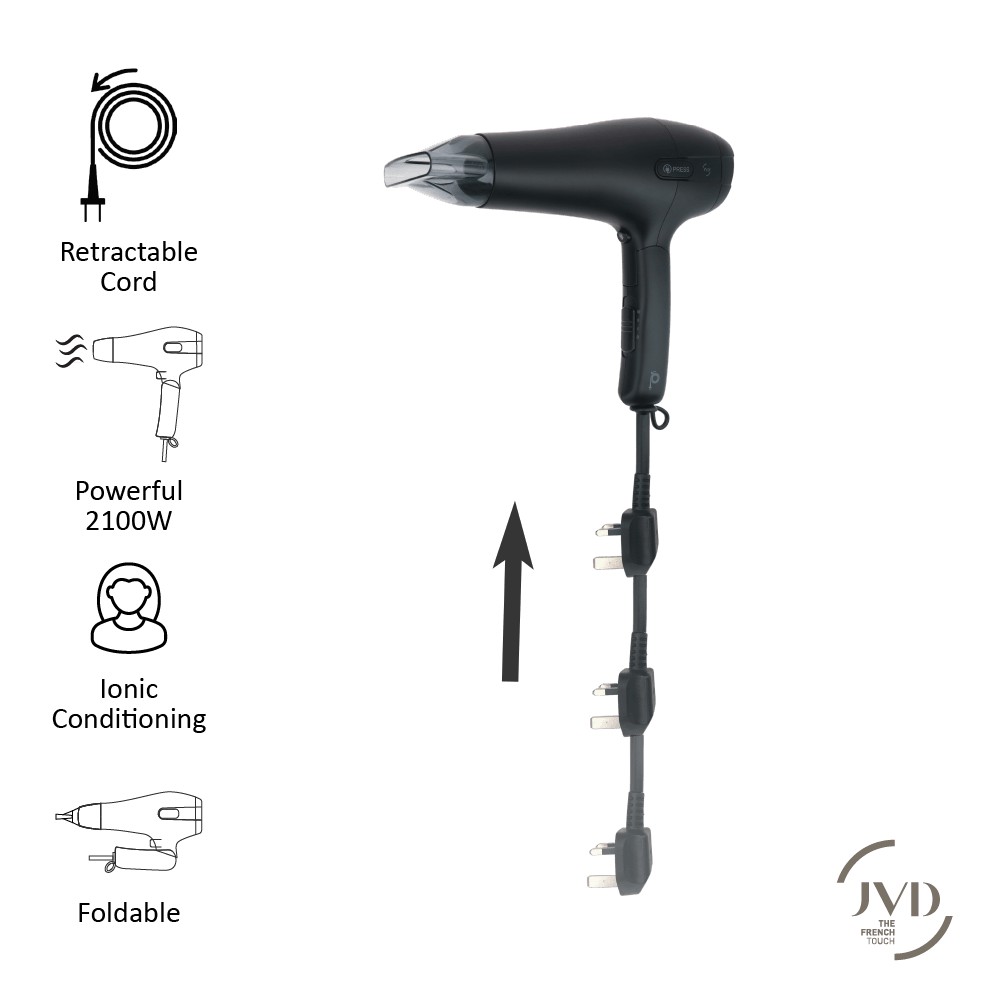 Folding hair dryer retractable cord hotsell
