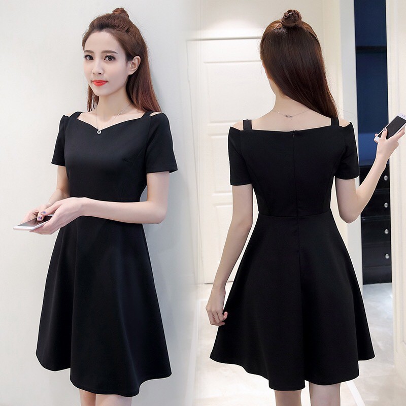 Girls short store sleeve black dress