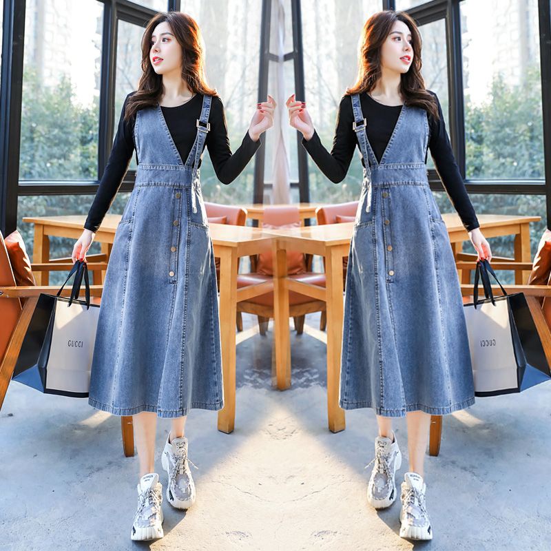 Retro One Piece Denim Suspender Skirt Women 2022 Summer Fashion Slimmer Look Mid Length Korean Version Slim Fit Jumpsuit Long Shopee Singapore