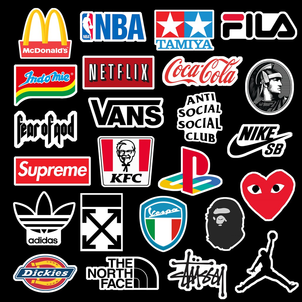 24pcs STICKER BRAND LOGO 2ND HYPEBEAST Medium Size STICKER Motorcycle  Suitcase Helmet Waterproof