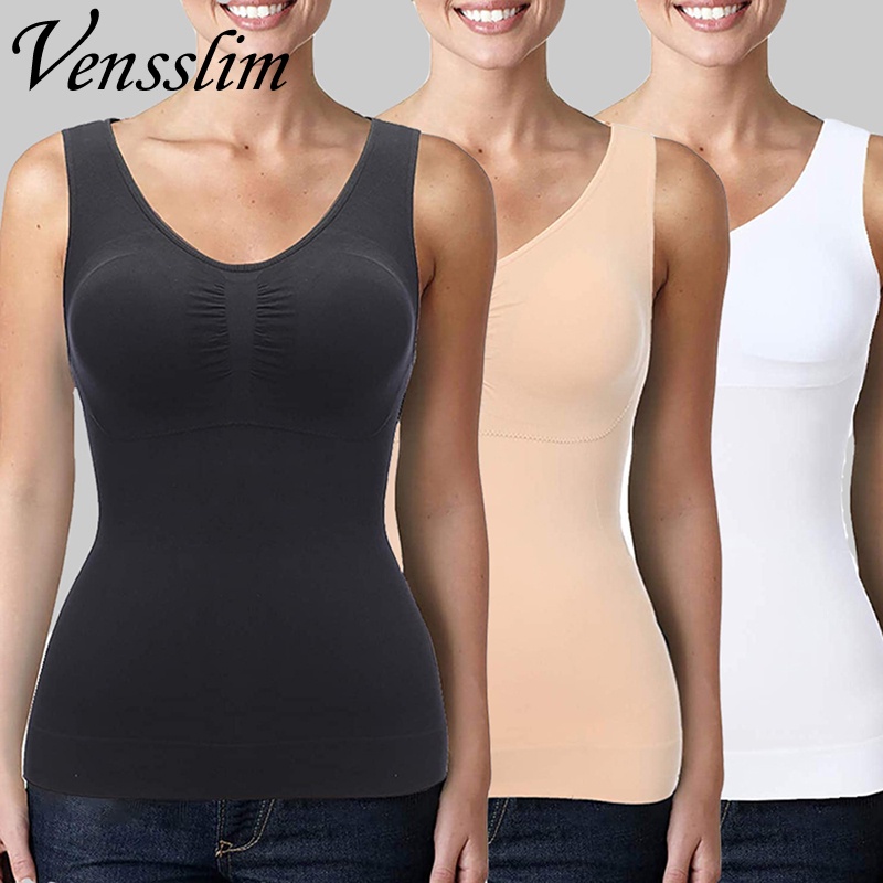 Women's Cami Shaper with Built in Bra Tummy Control Camisole Tank Top  Underskirts Shapewear Body Shaper at  Women's Clothing store