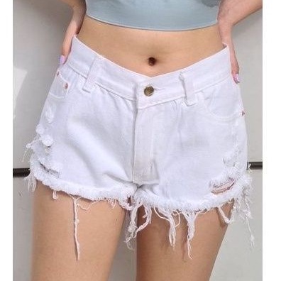 White frayed jean on sale shorts