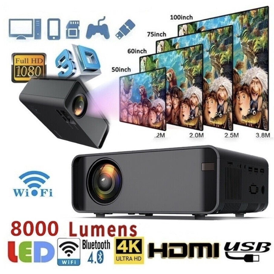 EKASN 8000 Lumens 1080P WiFi 3D 4K HD LED Mobile Phone Wireless Projector  Home Theatre | Shopee Singapore