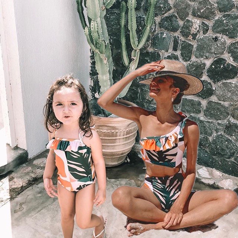 SG SELLER> Matching Family Bathing Suits Mother Girl Bikini Swimsuit Mom  Daughter Swimsuits Baby Kid Beach Swimwear