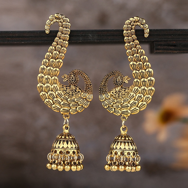 Gold peacock hot sale earring designs