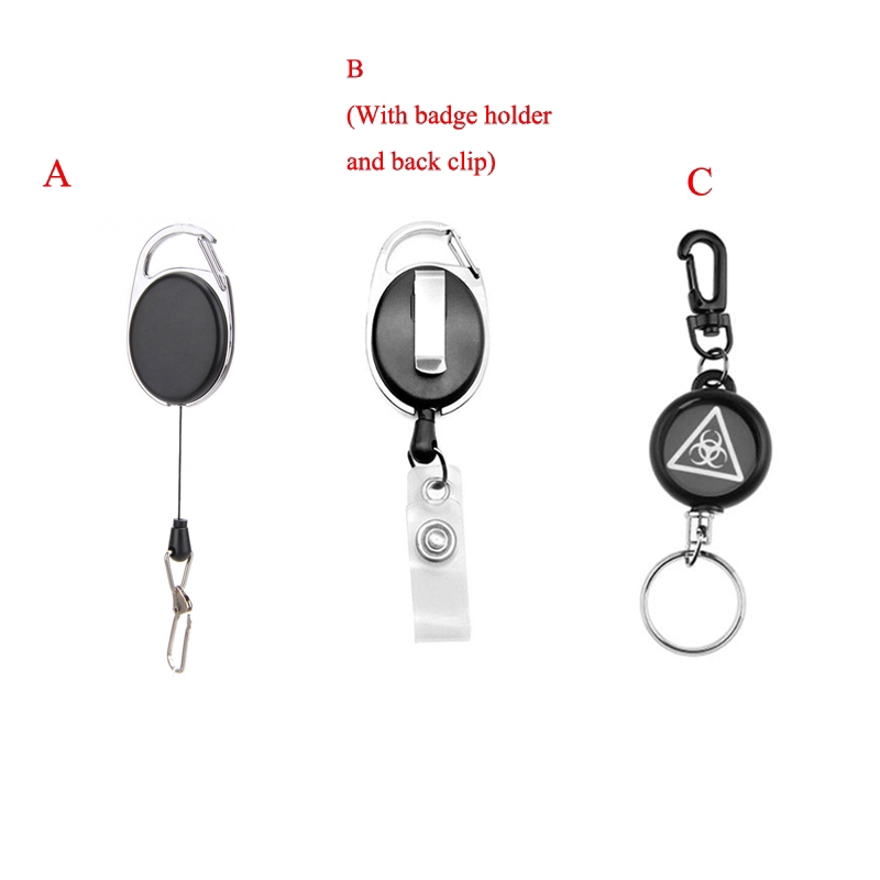 5pcs Fly Fishing Key Ring Retractor Tool Retractable Keychain Reel Badge Holder Fishing Tackle Tool
