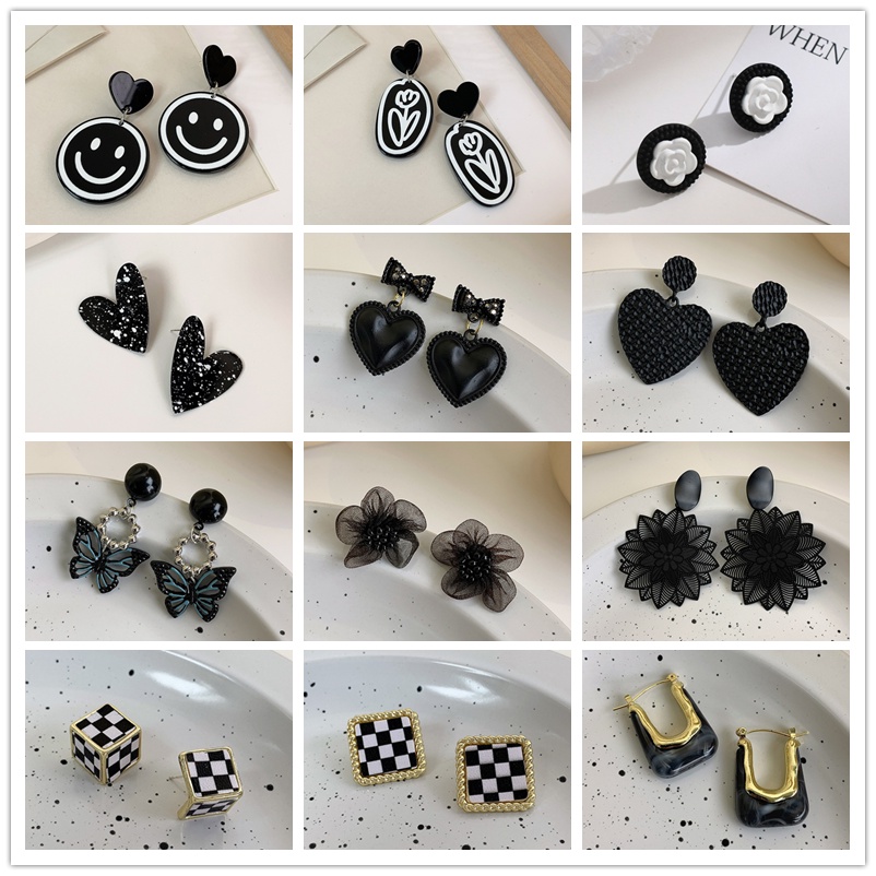 All black clearance stud earrings