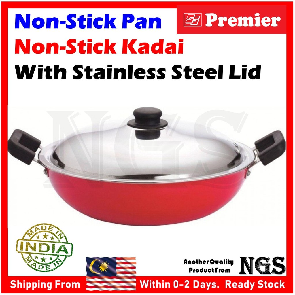 Premier Non Stick Kadai with Stainless Steel lid - Premier Kitchen