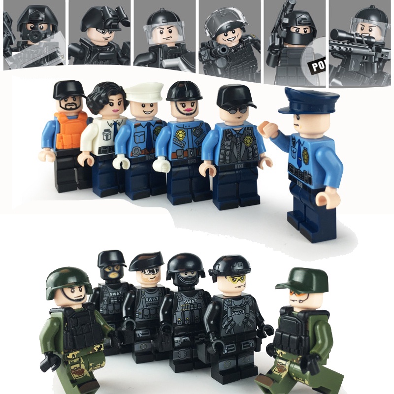 Swat police minifigures best sale compatible lego swat police