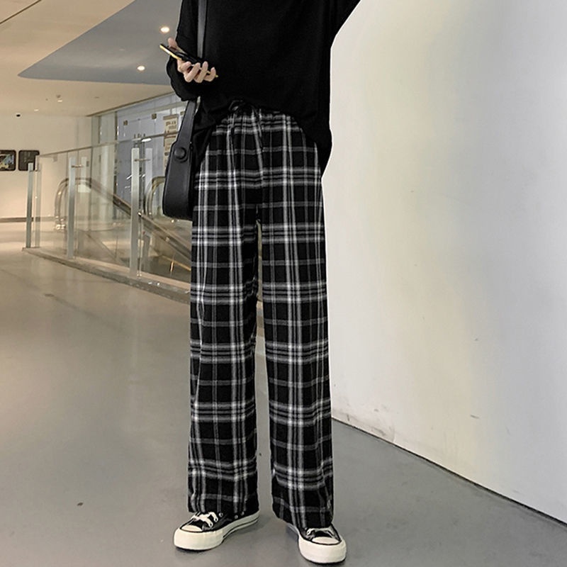 Korean Style Plaid Wide Leg Pants For Women Plus Size, High Waist,  Oversized Checkered Checked Trousers Women For Summer 210707 From Lu003,  $43.27