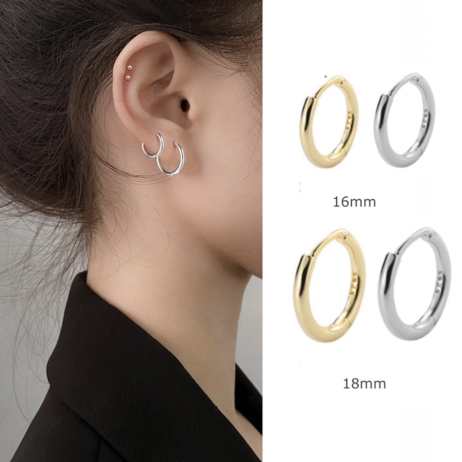 s S925 Hallmarked Sterling Silver Needle Earring Cool Loop Cute Helix Hoop School Ear Cuff SC