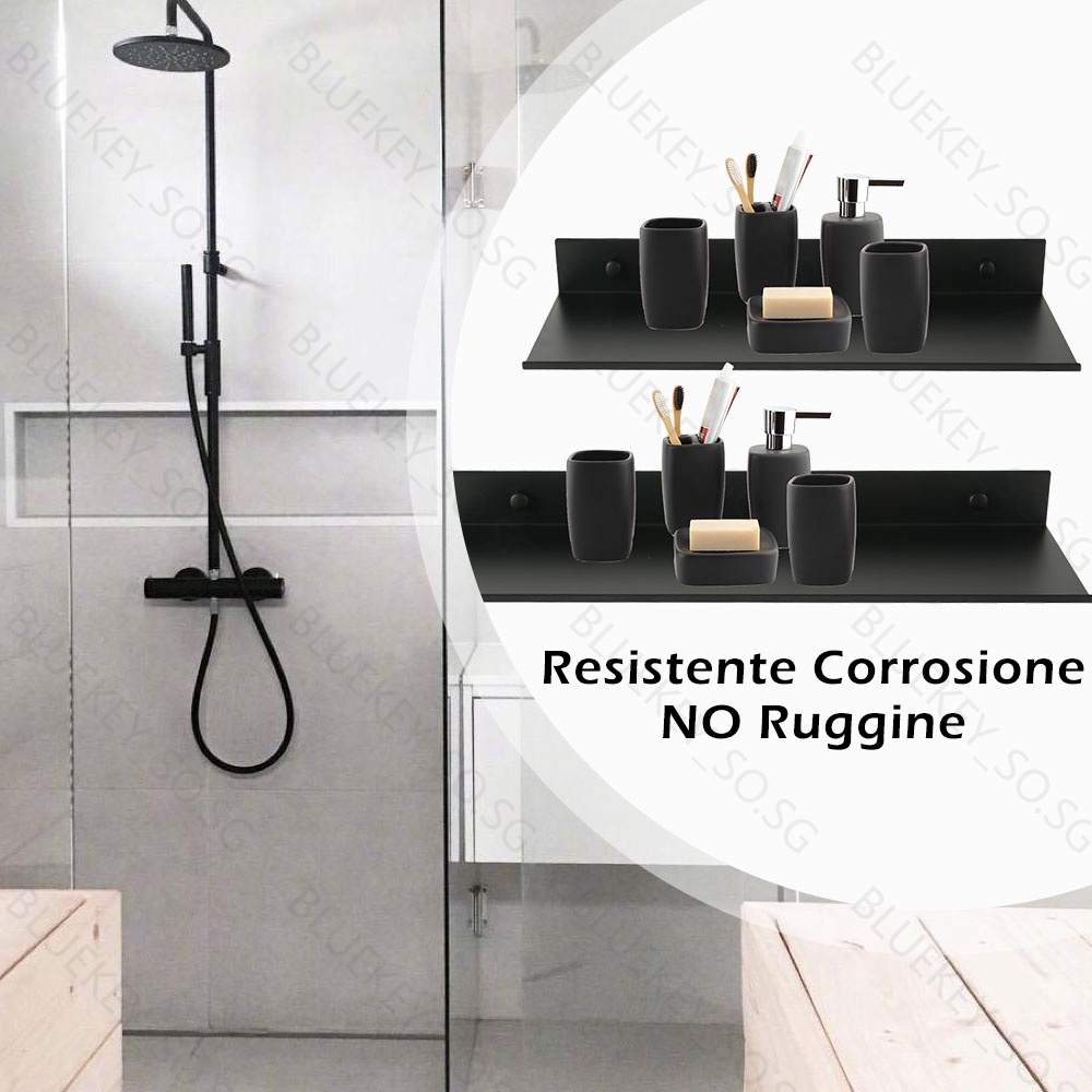 Black Bathroom Shelves 30-60cm Lenght Kitchen Wall Shelf Shower