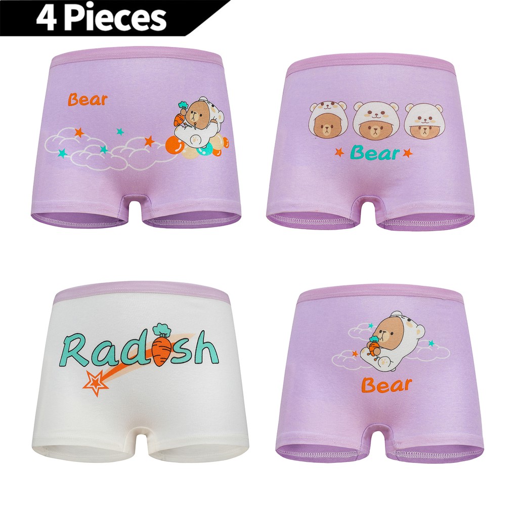 SMY 4PCS 2-12Yrs Cotton Girls Underwear Printed Baby Underpants Cute  Cartoon Kids Panties Breathable Sexy Children Panty Shorts