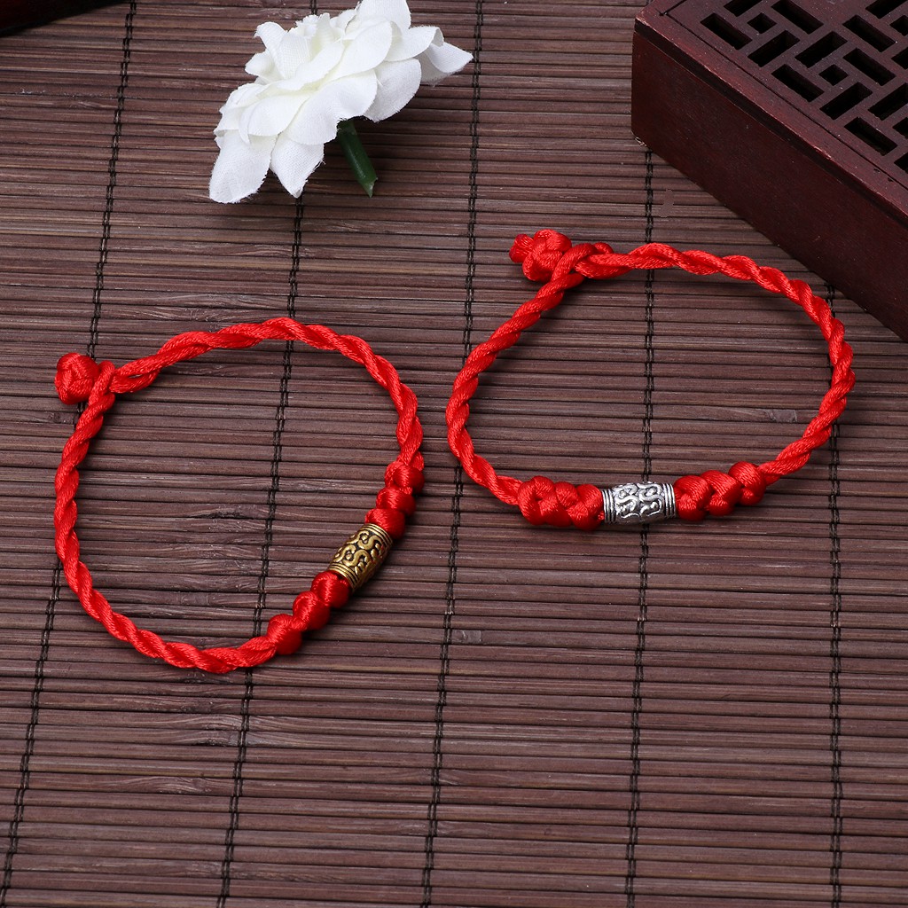 String Bracelet Metal Anchor - Red 