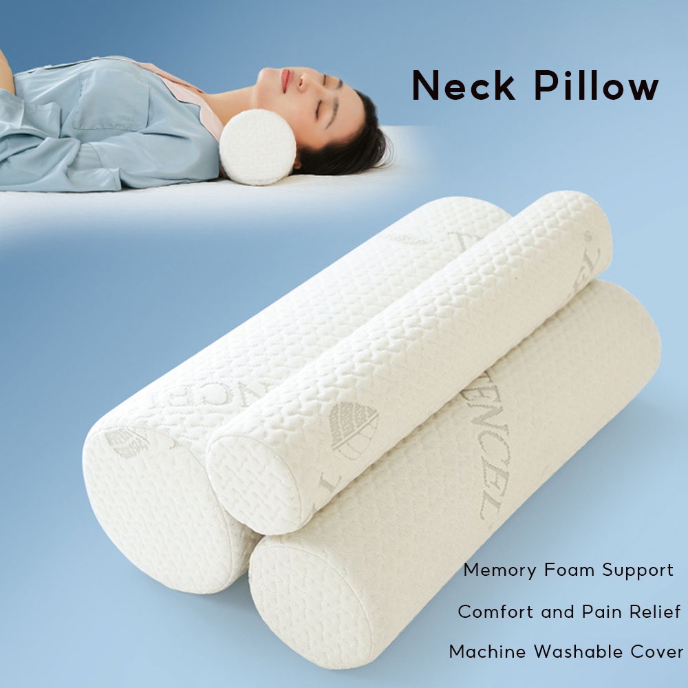 Cervical Neck Roll Pillow Washable Cover Memory Foam Cylinder Pillows for Spine Discomfort Yoga Bed Bolster Pillow Shopee Singapore