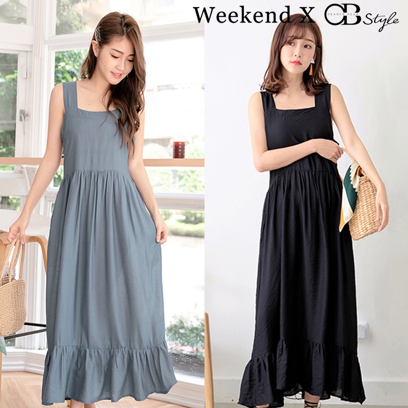 Casual pockets design floor length outlet dress