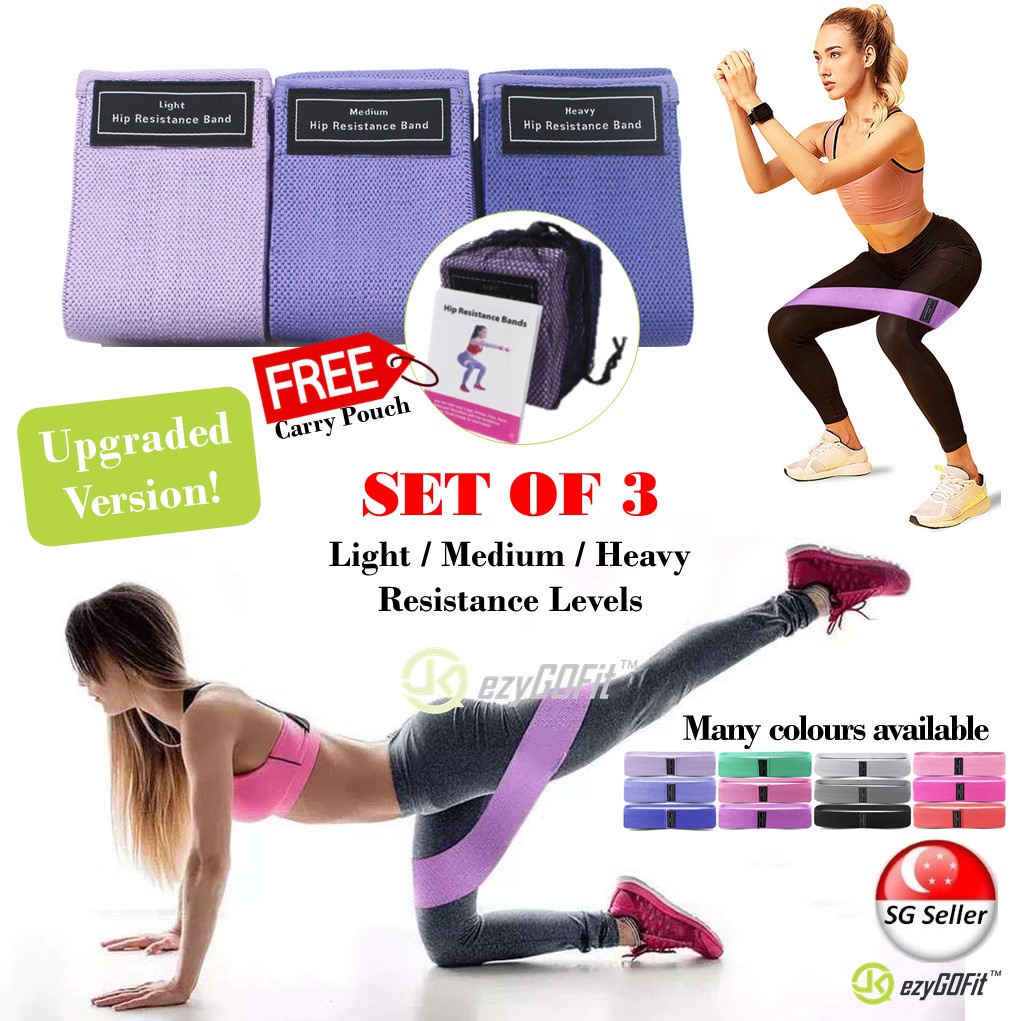 Resistance Band Fabric Set of 3 Hip Exercise Bands Yoga Gym