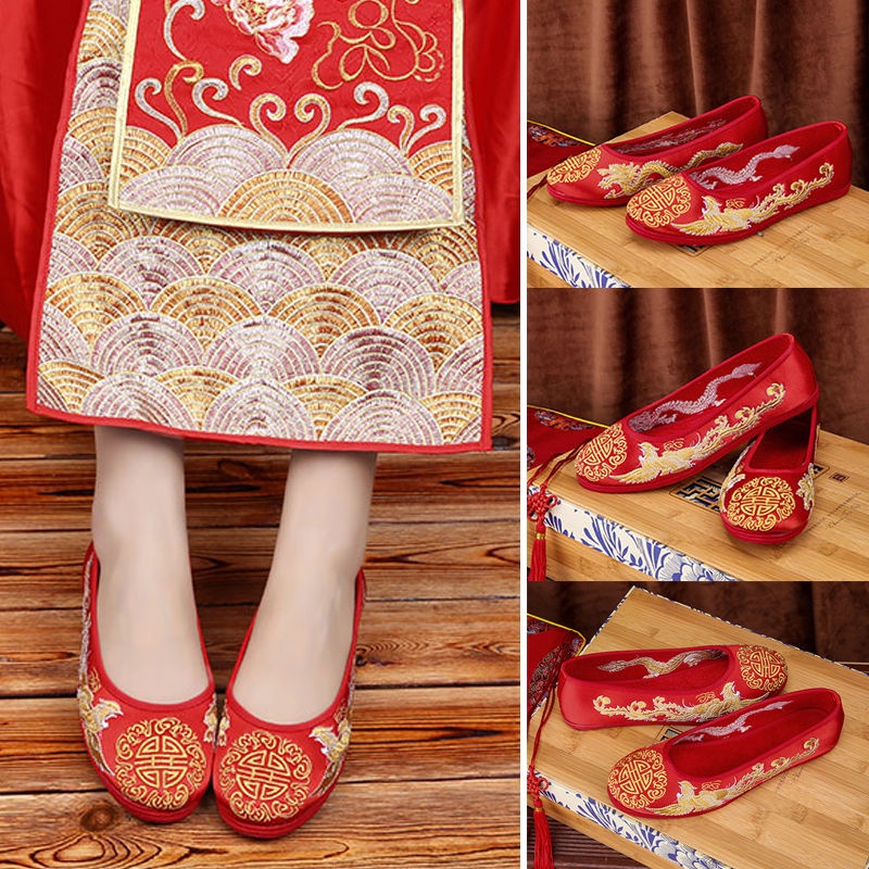 Red hot sale embroidered shoes