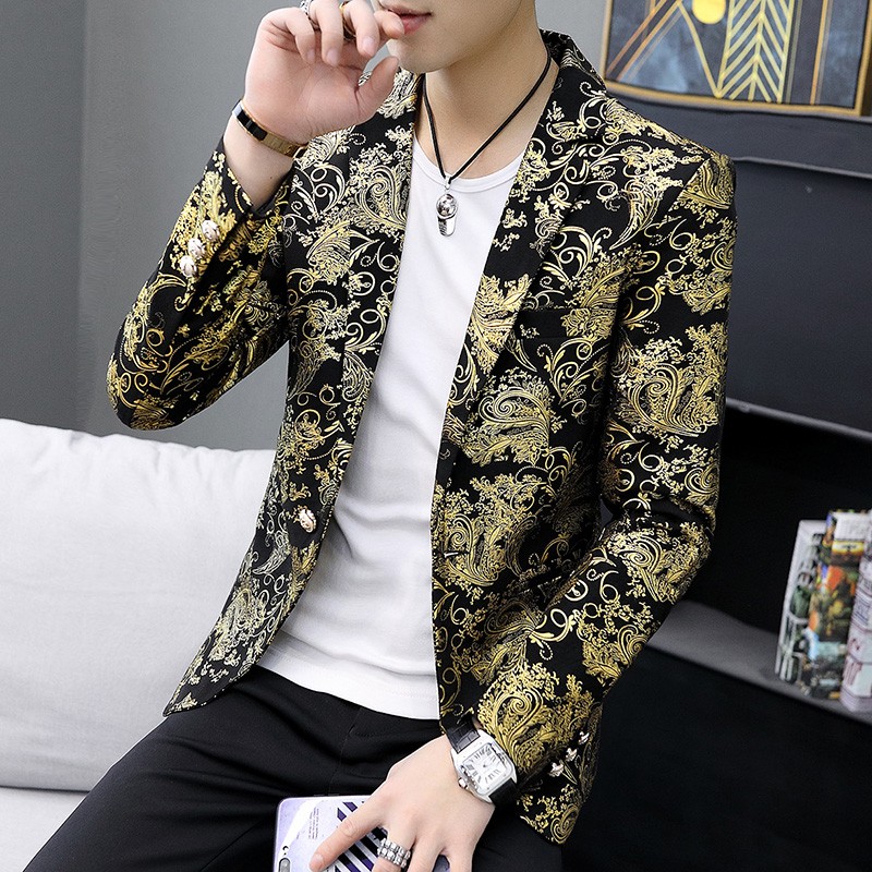 Men Blazer Tuxedos Banquet Stage Floral Mens Blazers and Suit