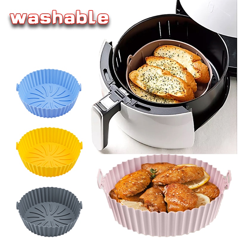 8/4/2/1Pcs Air Fryer Silicone Pot Basket Reusable Square Or Round Airfryer  Oven Baking Silicone Mold Tray Pizza Fried Chicken - AliExpress