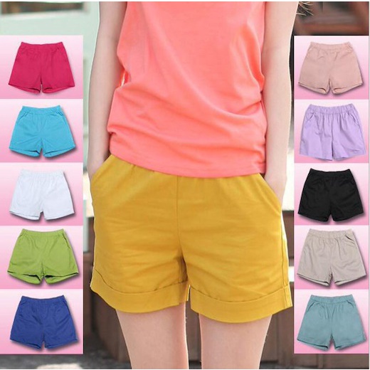 women's cotton shorts with elastic waist