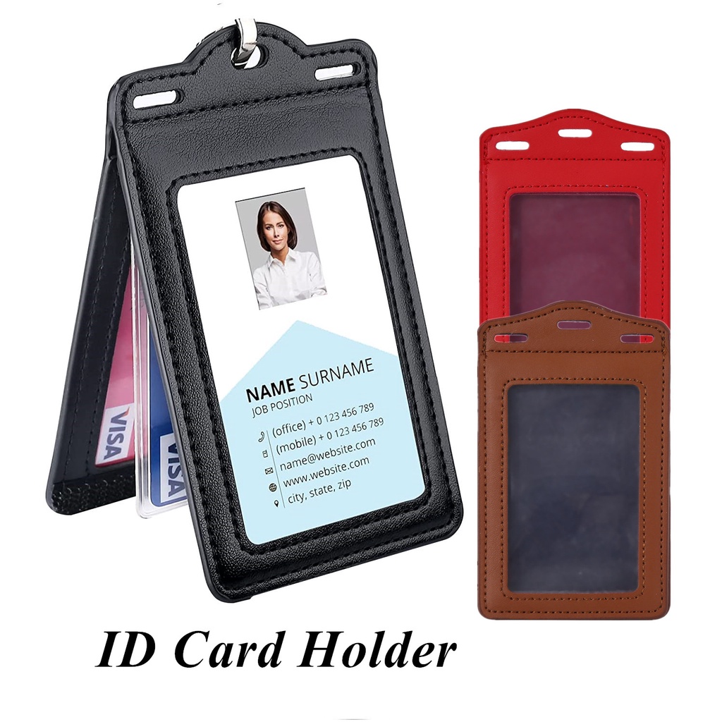Badge+Holder+With+ZIPPER+ELV+PU+Leather+ID+Card+Wallet+5+Slots+