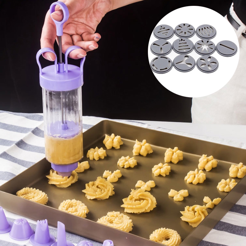 Biscuit Maker Shaper Set Cake Cutter Decorating Cookie Press Pump