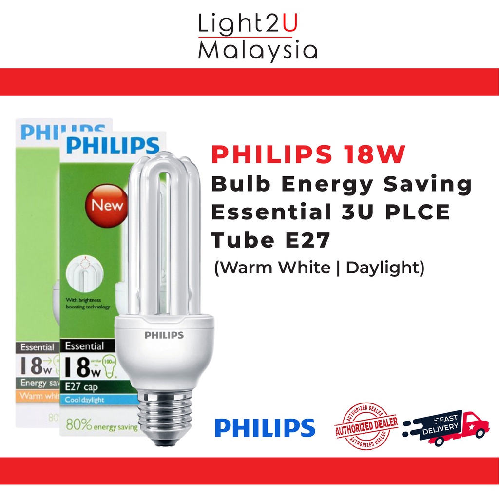 Philips LED GU10 Essential (4.6-50W 2700K Warm White) 827 36D Light Bulb, Mentol Lampu