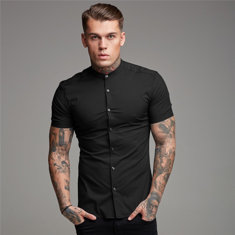 Mens black fitted deals short sleeve shirt