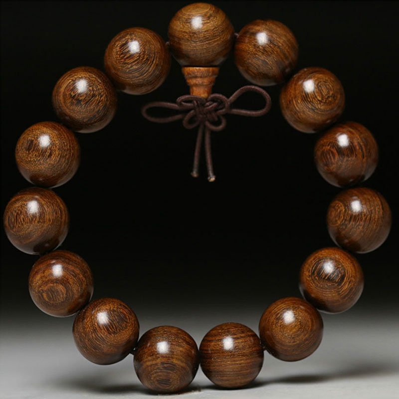 Natural Wooden Men Bracelets Gold Ebony Large Beads 12 15 18 20mm