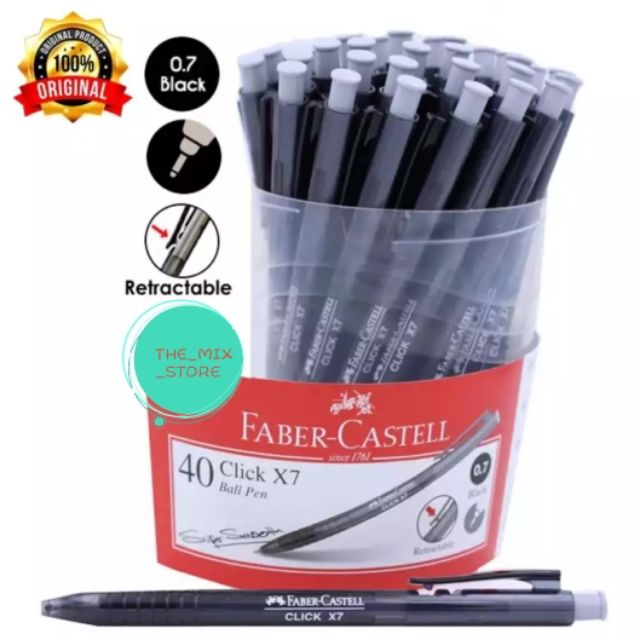 Faber Castell Click X5 X7 Retractable Ball Point Pen 0.5mm 0.7mm PACK of  6/12 Pens 