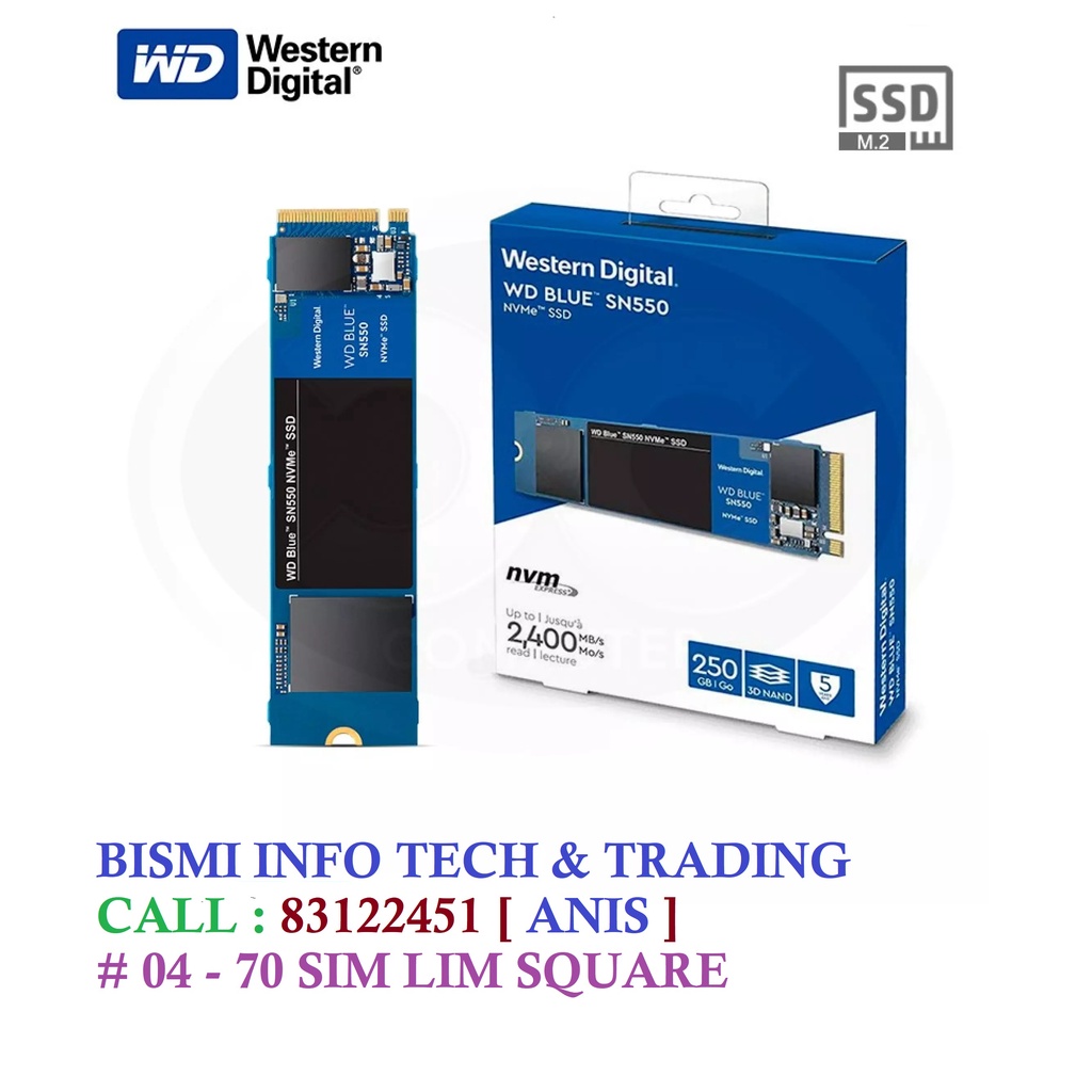 Disco SSD Western Digital SN570 Blue 250gb M2 Int NVMe