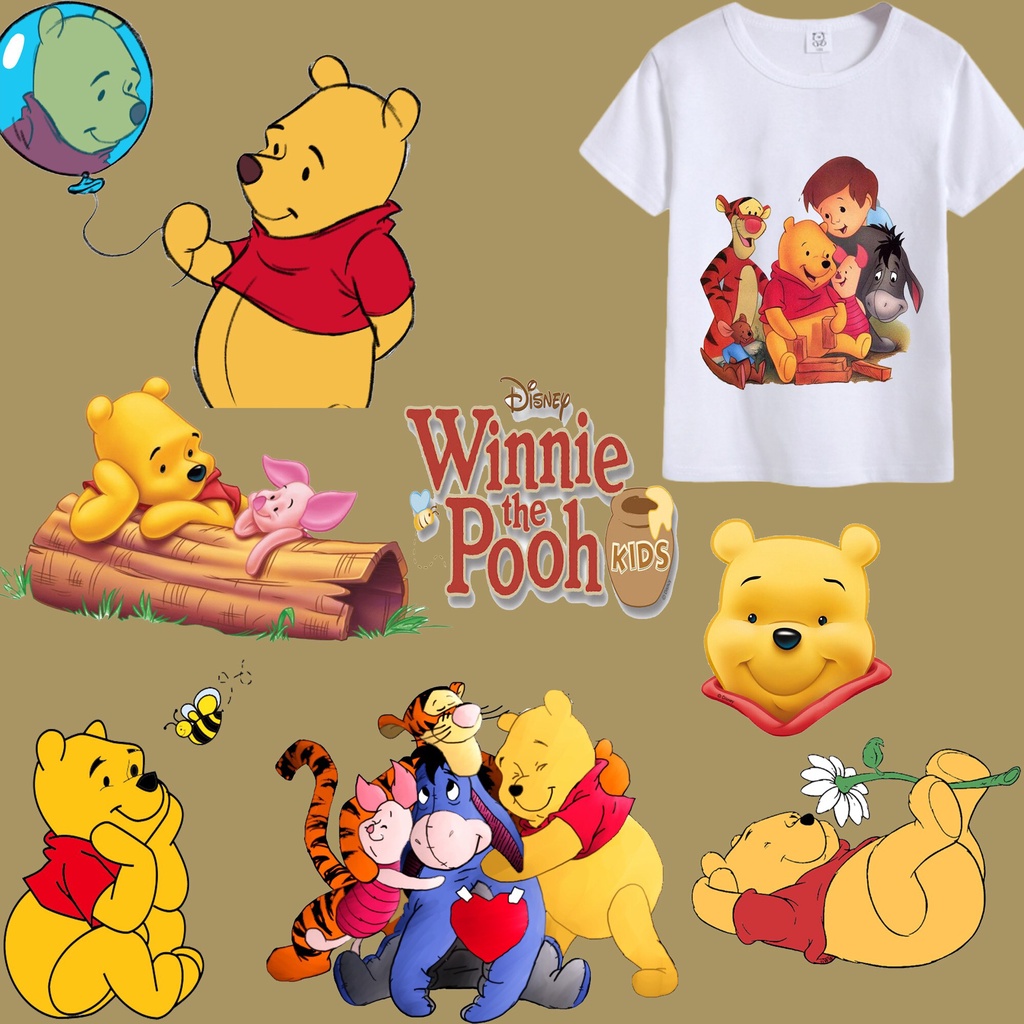 Iron on Anime Winnie the Pooh Applique Heat Transfer Appliques Bear Vinyl  Washable Patches Stickers for