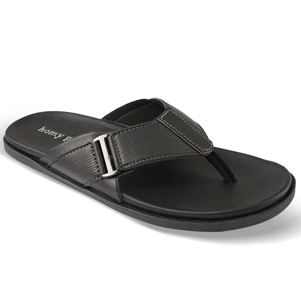 Mens black clearance leather flip flops