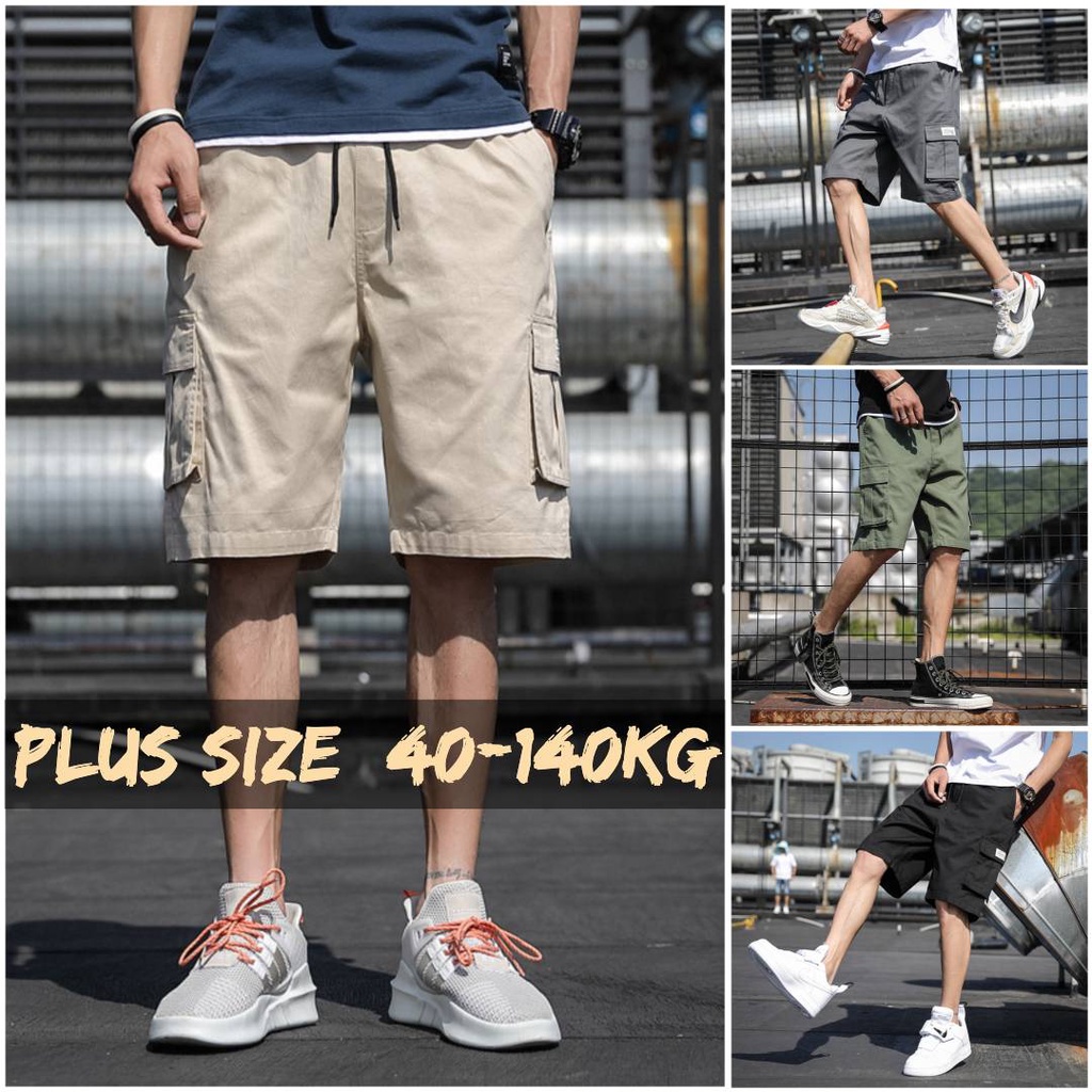 Plus Size】M-9XL Summer Cargo Shorts Men Cotton Casual Shorts Male