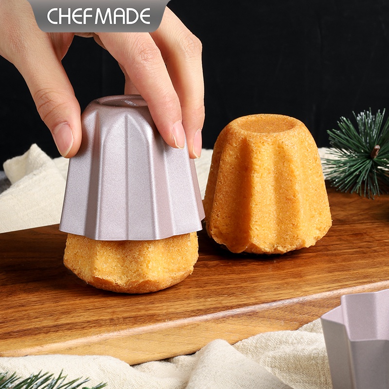 CHEFMADE Mini Bundt Pan Set, 4-Inch 4Pcs Non-Stick Tube Pan Kugelhopf Mold  for Oven and Instant Pot Baking (Champagne Gold) 