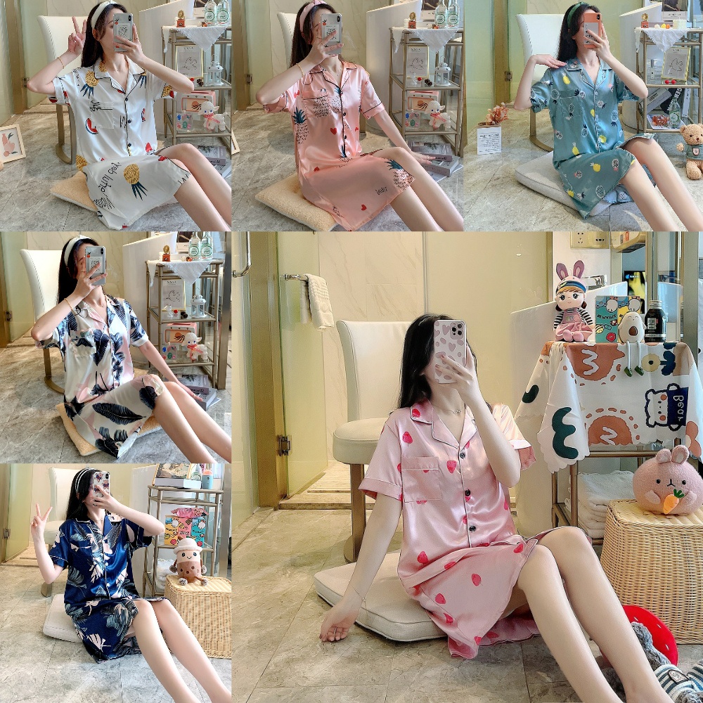 Women Sexy Baju Tidur Sleepwear Satin Pyjamas Night Dress Pajamas Home Wear  Nightdress Clothing | Shopee Singapore