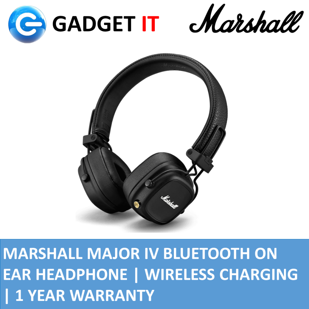 Marshall Major IV Bluetooth Headphones On-Ear Wireless Charging USBC 3.5mm  Black 7340055379458