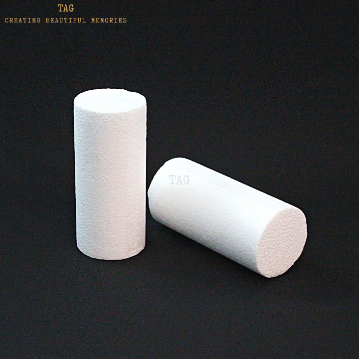 Pack of 10 White Modelling Craft Polystyrene Foam Cylinder