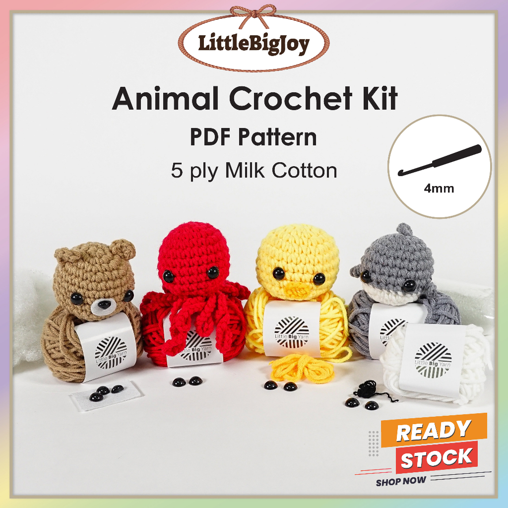 Crochet Amigurumi Animal Kit Crochet Kit Material Package Dolls Keychains  Benang Kait Knitting Anak Patung Cotton Yarn