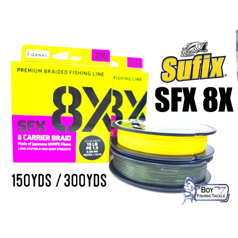 Sufix - X8 - 150yds - 15LB / HOT YELLOW, Braided/PE