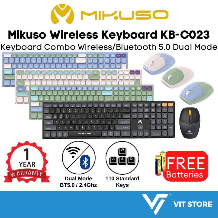 Slim Wireless Keyboard and Mouse Combo with 110 Color Round