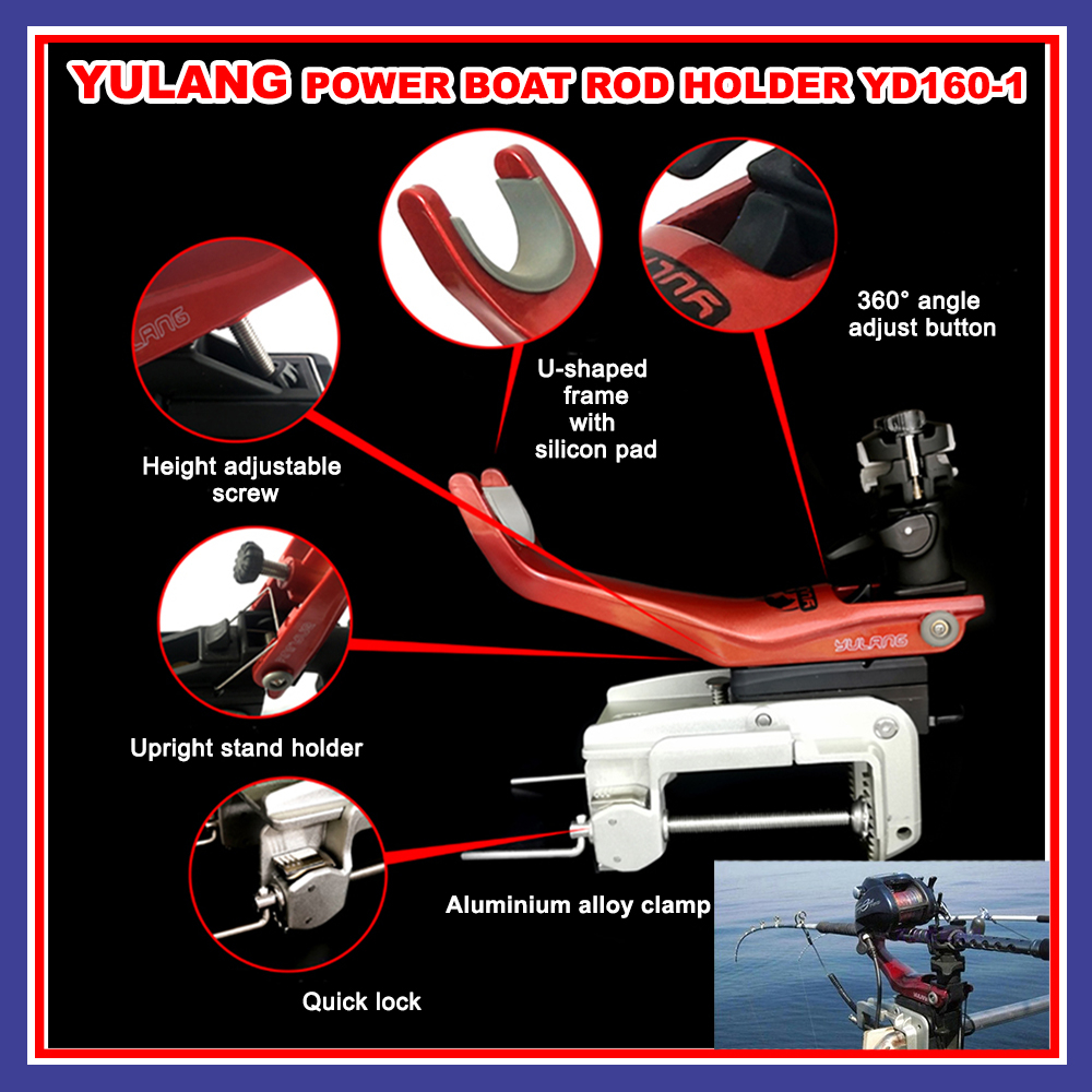 Yulang Power Boat Rod Holder Conventional Electric Bottom Reel Adjustable Rod  Holder Bottom Fishing