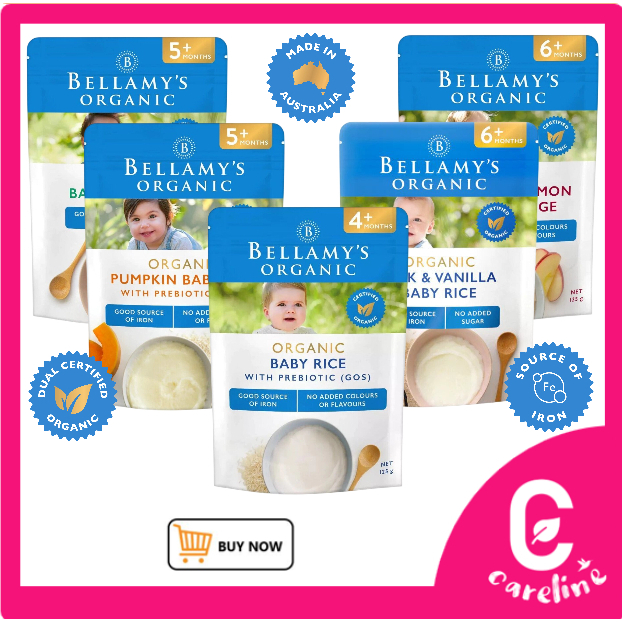 Bellamy's organic baby rice best sale with prebiotic