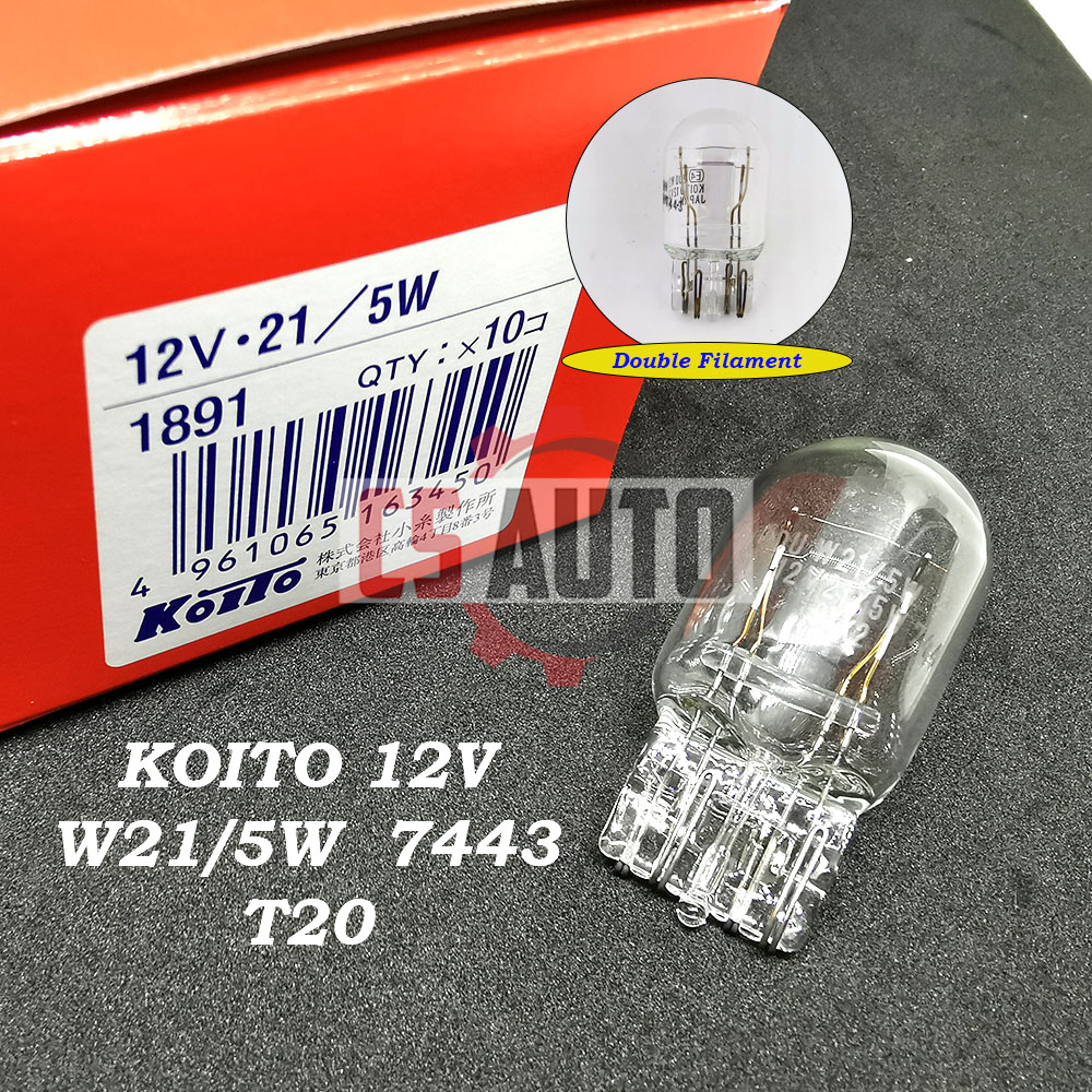 CS 1pc x Koito JAPAN 12V T20 W21/5W 1891 7443 Bulb Double Filament 