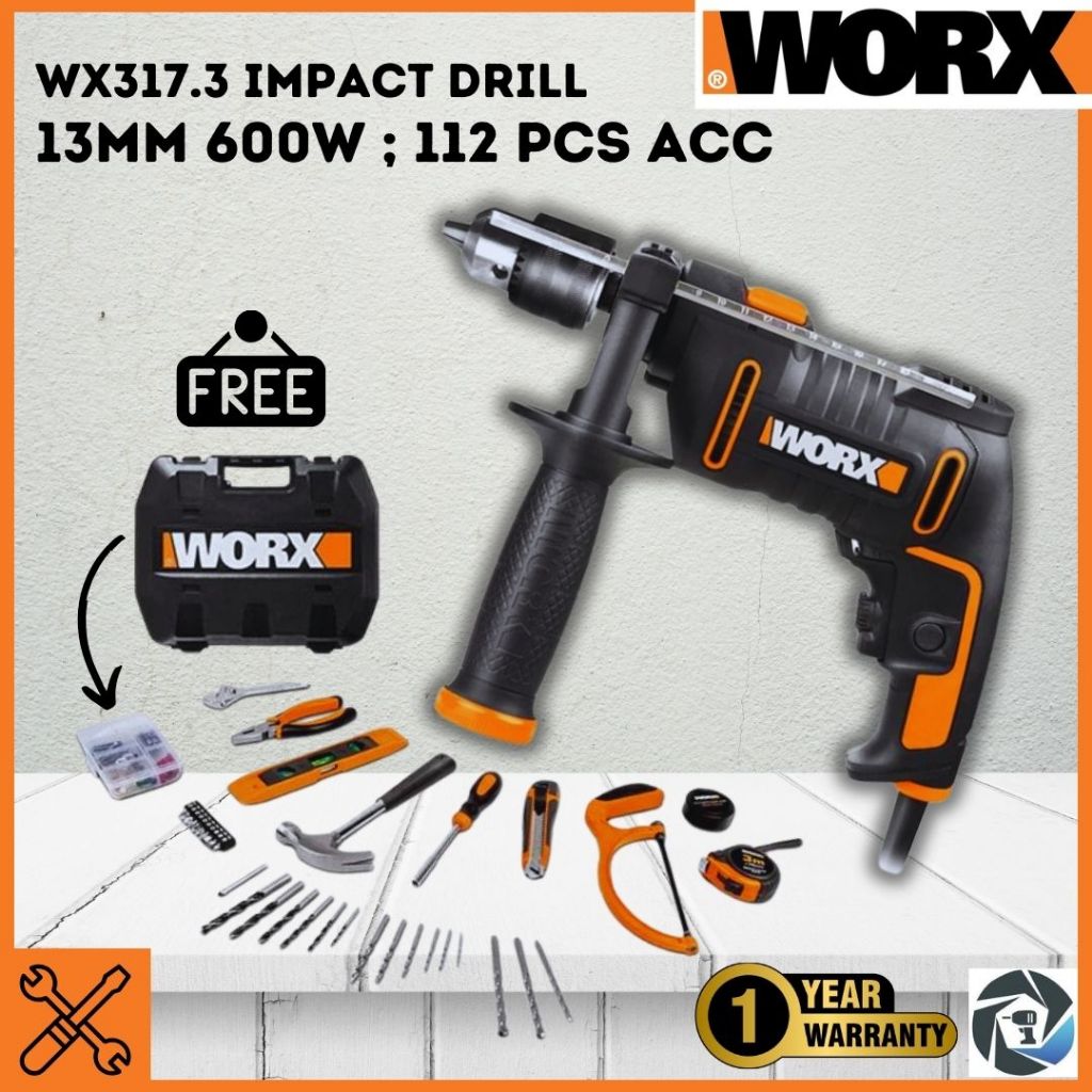 WORX WX317.3 600W 13mm Impact Drill 1 YEAR WARRANTY Shopee Singapore