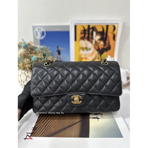 24 Almost New Chanel Classic Double Flap Medium Black Caviar with GHW