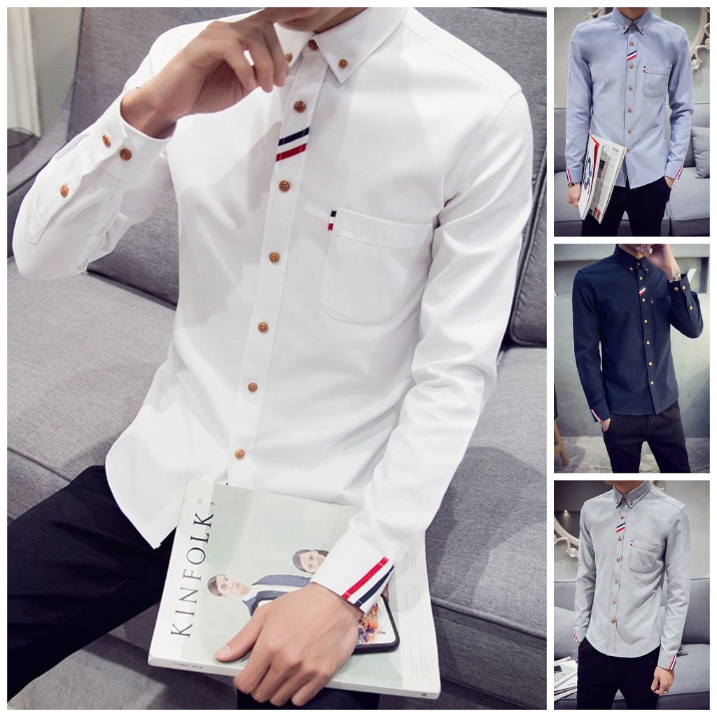 Fashion M-5XL Mens Shirt Formal Slim Fit Long Sleeve Business Casual Plain  Men Shirt Tops Plus Size @ Best Price Online